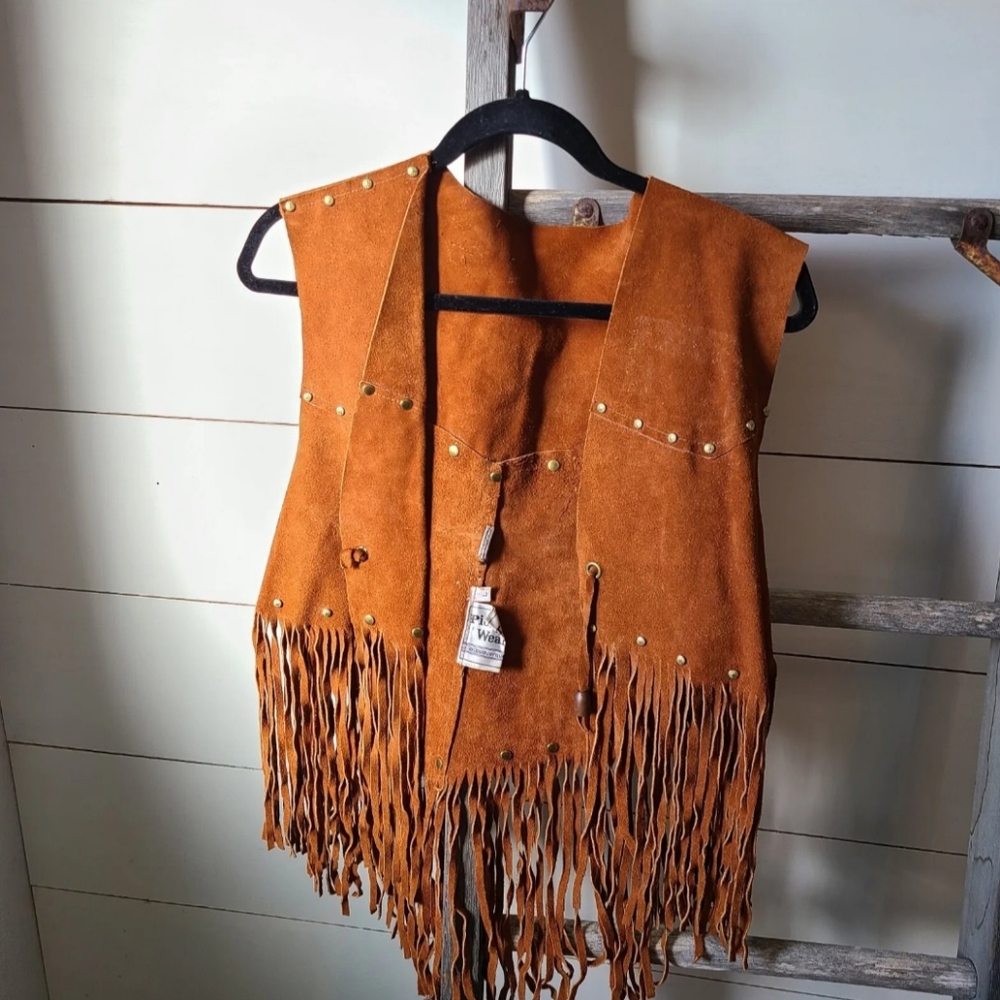 Leather fringe vest vintage.